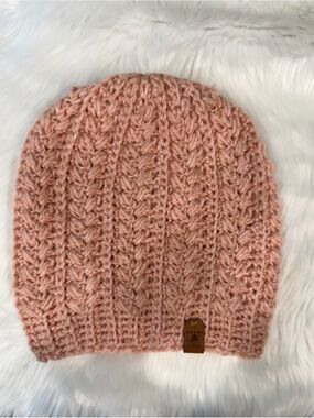 Soft Pink Cable Crochet Women's Beanie